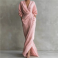 Női elegáns V-nyakú wrap maxi ruha
