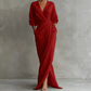 Női elegáns V-nyakú wrap maxi ruha