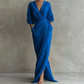 Női elegáns V-nyakú wrap maxi ruha