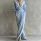 Női elegáns V-nyakú wrap maxi ruha