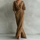 Női elegáns V-nyakú wrap maxi ruha