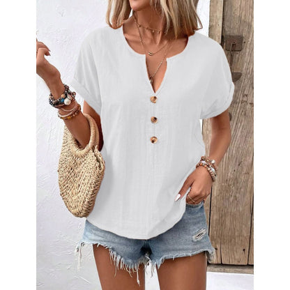 👚Női V-nyakú rövid ujjú alkalmi felső