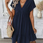 V-Neck Loose-Fit Casual Dress with Ruffle Hem