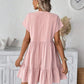 V-Neck Loose-Fit Casual Dress with Ruffle Hem