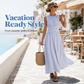 👗 Női Casual Csíkos Maxi Ruha Ujjatlan