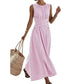 👗 Női Casual Csíkos Maxi Ruha Ujjatlan