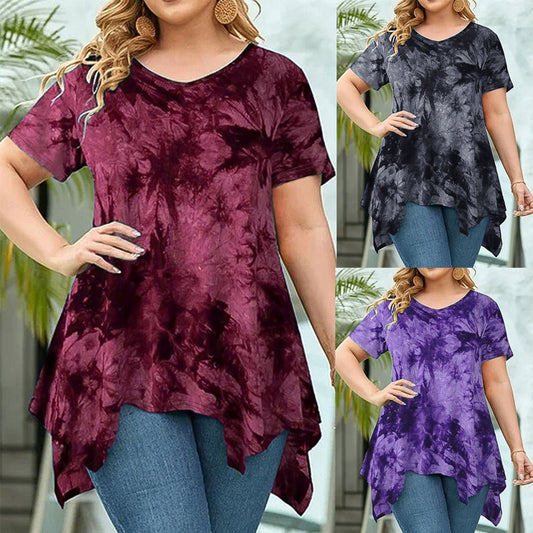 👕 ✨ Női batikolt, V-nyakú felső