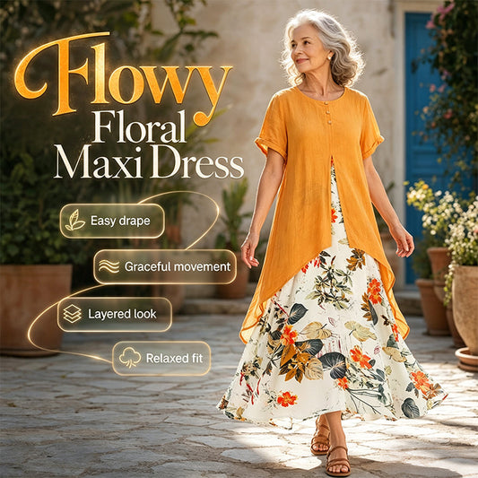 Női réteges megjelenésű virágmintás alkalmi ruha💐👗