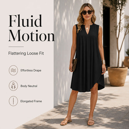 👗Női elegáns redőzött V-nyakú ruha
