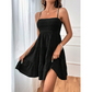 👗 Női ujjatlan, gumírozott mini ruha — előnyös, kiszélesedő szabás