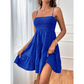 👗 Női ujjatlan, gumírozott mini ruha — előnyös, kiszélesedő szabás