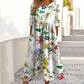 👗 Női elegáns virágmintás kerek nyakú hosszú ruha