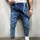 👖Férfi farmer overál roncsolt szakadt mellrészes jumpsuit