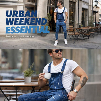 👖Férfi farmer overál roncsolt szakadt mellrészes jumpsuit