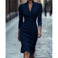 🌸Hot Sale 40% OFF💖Elegant Stand Collar V-Neck Bodycon Dress