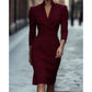 🌸Hot Sale 40% OFF💖Elegant Stand Collar V-Neck Bodycon Dress