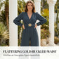 Elegáns V-nyakú, széles szárú jumpsuit övvel