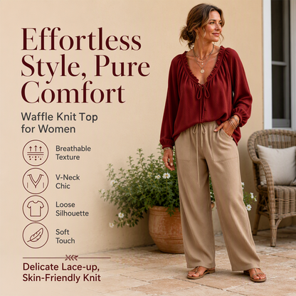 🌸Női bő, fodros nyakkendős blúz – Elegáns, bő szabású felső a könnyed, mindennapi stílushoz 🤍