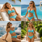 👙Női magas derekú fonott bikiniszett, bandeau stílusú fürdőruha
