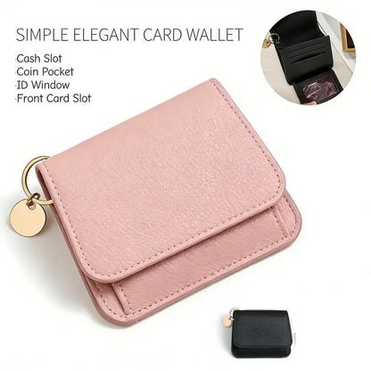 💕RFID-blokkoló rövid tárca nőknek, mini kártyatartó pénztárca kulcskarikával, érmetartó zsebbel és személyi igazolvány ablakkal👛