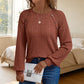 ✨ Női alkalmi bordázott kötött hosszú ujjú felső
