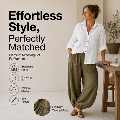 👚Seasonal Style - Relaxed Shirt & Draped Pants – Elevated Casual Look for Daily Outings
