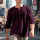Trending Now⭐👕 Men's Waffle Knit Long Sleeve Henley Shirt – Classic Button Placket for Effortless Casual Style