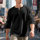 Trending Now⭐👕 Men's Waffle Knit Long Sleeve Henley Shirt – Classic Button Placket for Effortless Casual Style