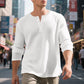 Trending Now⭐👕 Men's Waffle Knit Long Sleeve Henley Shirt – Classic Button Placket for Effortless Casual Style