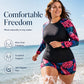 Női Plus Size Hosszú Ujjú Fürdőruha Rövidnadrággal