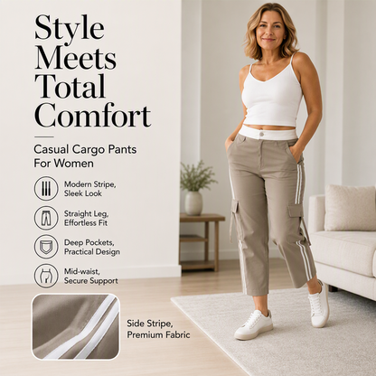 👖New Arrivals - Side-Stripe Capri Cargos with Pockets – Relaxed Fit & Sporty Edge for Everyday Wear