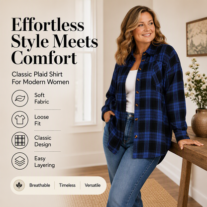 Must-Have🔥👕 Timeless Plaid Shirt – Soft Cotton Feel & Easy Pairing with Jeans or Trousers
