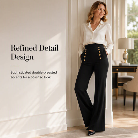 🍂 Women’s High-Waisted Double-Breasted Trousers – Polished Elegance & Effortless Autumn Style