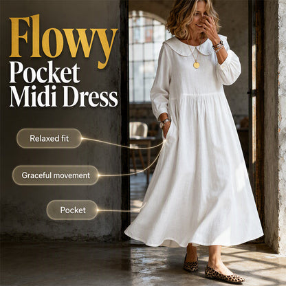 Women's  Loose Long Sleeve Maxi Dress with Pockets