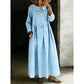 Women's  Loose Long Sleeve Maxi Dress with Pockets