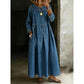 Women's  Loose Long Sleeve Maxi Dress with Pockets