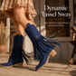 Women's Fringe Chunky Heel Knee-High Boots