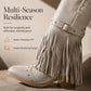 Women's Fringe Chunky Heel Knee-High Boots
