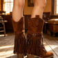Women's Fringe Chunky Heel Knee-High Boots
