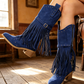 Women's Fringe Chunky Heel Knee-High Boots