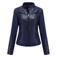 ✨ Elevated Moto Style | Women's Slim-Fit Quilted-Shoulder Faux Leather Jacket
