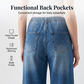 Women's Elastic Waist Wide Leg Denim Pants