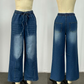 Women's Elastic Waist Wide Leg Denim Pants