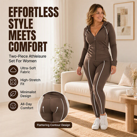 Női sportos cipzáras kapucnis pulóver és leggings szett
