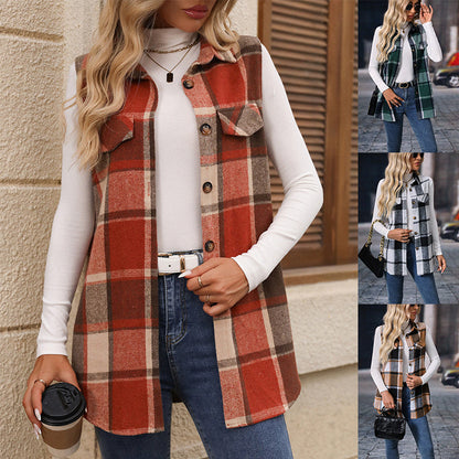 👚✨Női gombos kockás mellény✨