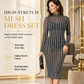 Női 2 részes ruha szett hosszú ujjú mesh lánc mintás bodycon midi ruhával és belső alsóruhával