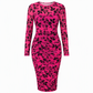 Női 2 részes ruha szett hosszú ujjú mesh lánc mintás bodycon midi ruhával és belső alsóruhával