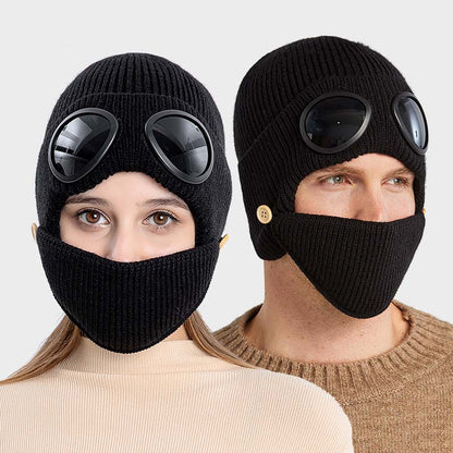 3-i-1 Unisex Stickad Mössa med Goggles