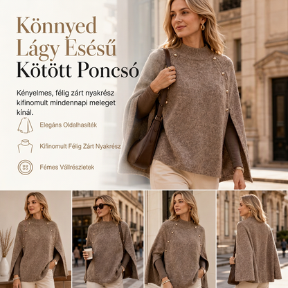 Nőknek Gombos Kötött Köpeny Poncho Pulóver