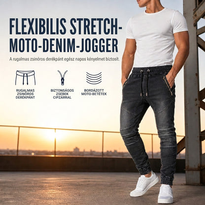 Férfi mosottDenim jogger farmer, szabadidős farmer bütykökkel